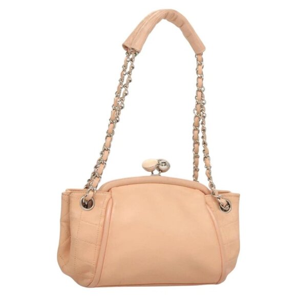 CHANEL Chain Shoulder Bag Lamb Skin Pink Silver - Picture 1 of 16